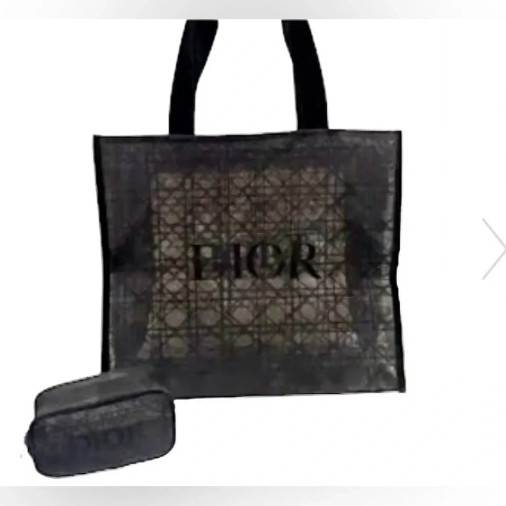 Bundle of Dior Black Mesh Tote with matching Pouch - Picture 2 of 14